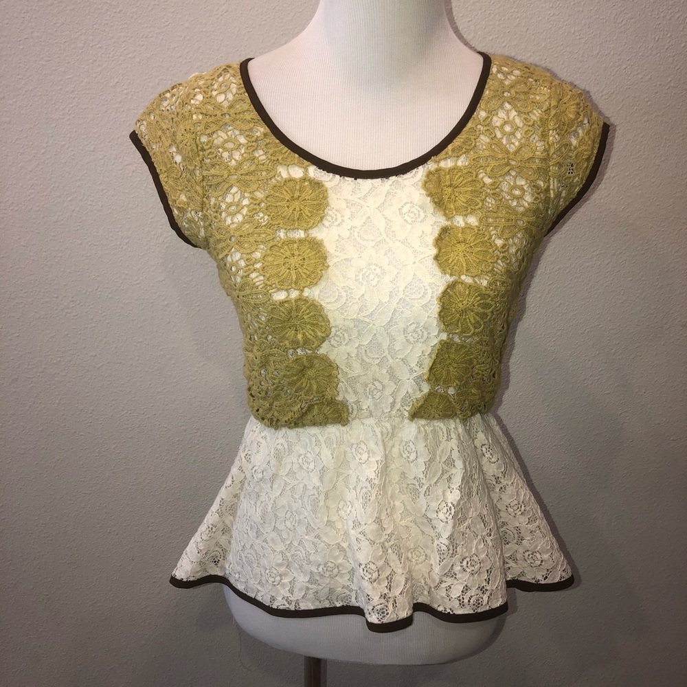 Anthropologie RYU Floral Lace Top Bows Open Back